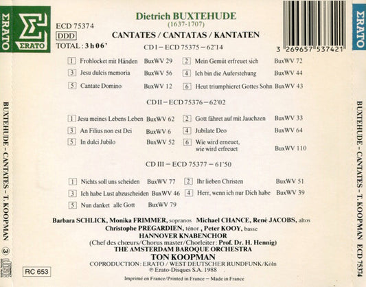 Cd Dieterich Buxtehude Ton Koopman - Cantates