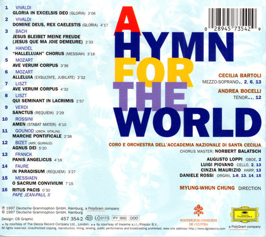 CD Myung-Whun Chung, Cecilia Bartoli, Andrea Bocelli – A Hymn For The World