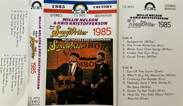 Cassette Audio Willie Nelson & Kris Kristofferson Music From Song Writer. 1985