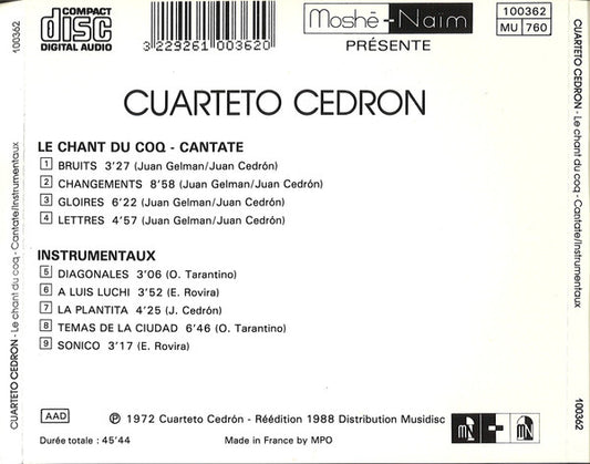 Cd Cuarteto Cedron – Le Chant Du Coq - Cantate Et Instrumentaux