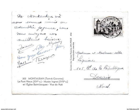 Carte postale - 302 Montauban pont vieux musée Ingres église saint jacques vue nuit