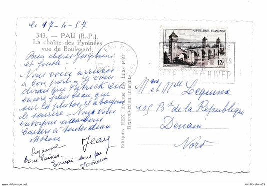 Carte postale -  Pau 343 l'esplanade et la chaîne des Pyrénées vue du boulevard