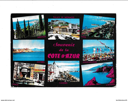 Carte postale - Cote d'azur Monaco menton Antibes vence cannes Nice Estérel