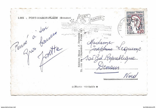 Carte postale - 1001 fort mahon plage somme 80