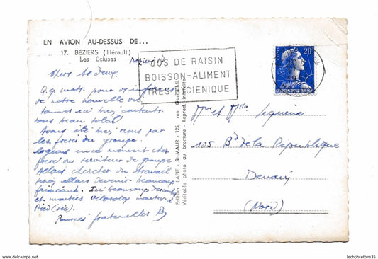 Carte postale - 17 Béziers Hérault les écluses en avion au dessus de ...