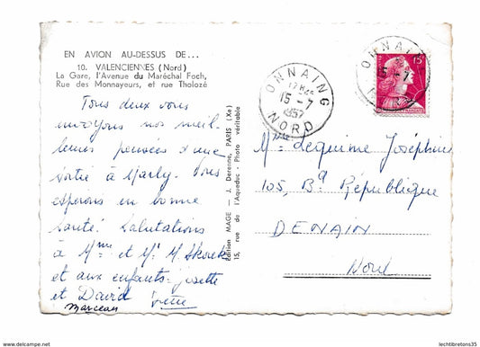 Carte postale - Valenciennes nord 59 gare maréchal Foch monnayeurs train