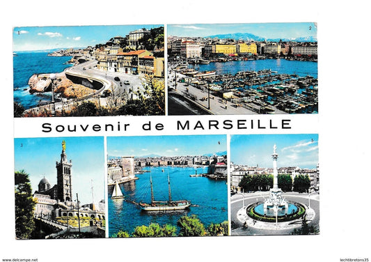 Carte postale -  Souvenir de Marseille 146 corniche port notre dame garde port cantin