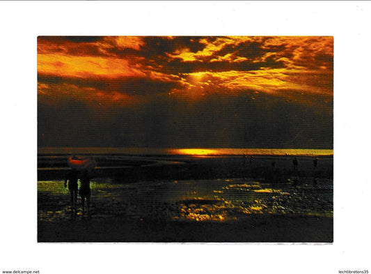 Carte postale - Coucher de soleil crotoy plage somme port