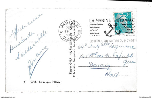 Carte postale - LA MARINE NATIONALE 41 PARIS CIRQUE D'HIVER