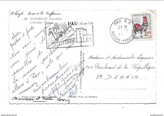 Carte postale - 198 BORDEAUX GIRONDE ESSO 2CV COX ELCE PAU HIVER ÉTÉ