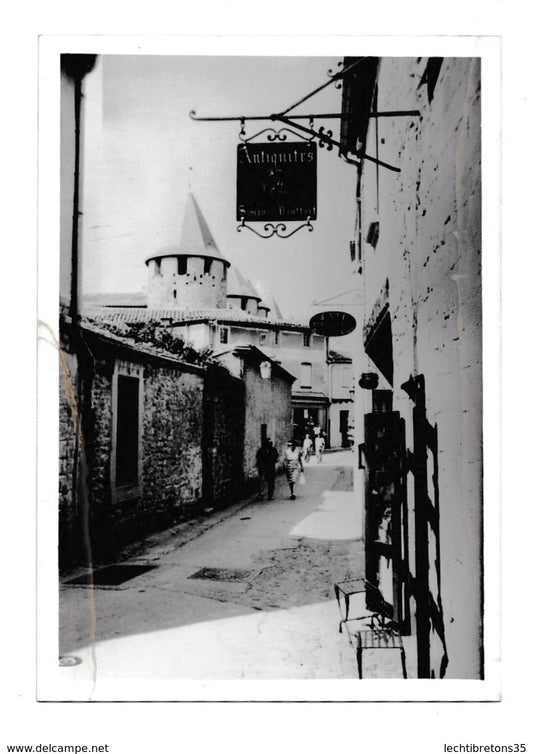 Ancienne Photo - Rue commerçante animé, antiquités Simon de Montfort café restaurant à étudier