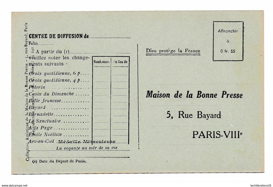 Carte postale - Rare carte promotionnel Maison de la Bonne Presse la mort