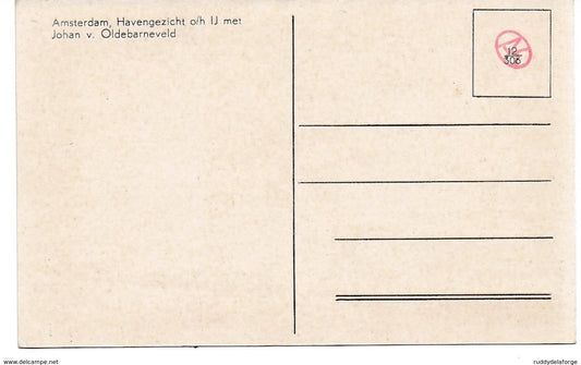 Carte postale - 12 / 306 AMSTERDAM HAVENGEZICHT O/H IJ MET JOHAN V. OLDEBARNEVELD