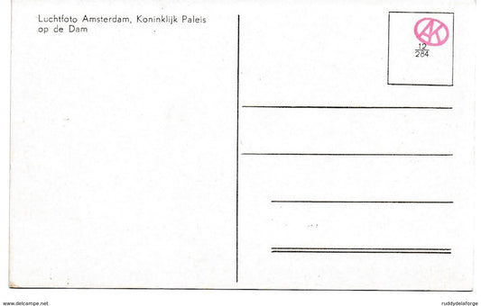 Carte postale - 12 / 284 LUCHTFOTO AMSTERDAM KONINKLIJK PALEIS OP DE DAM