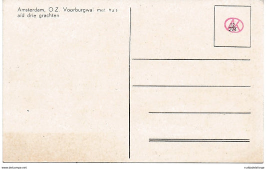 Carte postale - 12 / 294 AMSTERDAM O.Z VOORBURGWAL MET HUIS A/D DRIE GRACHTEN