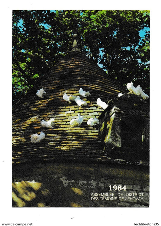 Carte postale - assemblee de district temoins de jehovah, l' accroissement du royaume 1984 colombe pigeon