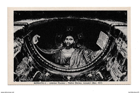 Carte postale - Palermo Monreale Interno del Duomo padre eterno mosaici (sec. XII) Cristo chris bible
