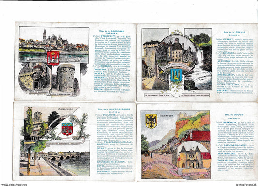 lot 8 cartes postales CPA promotionnel pastilles valda Eure cher Dordogne Creuse Doubs Haute Garonne Cote d'Or Seine inf