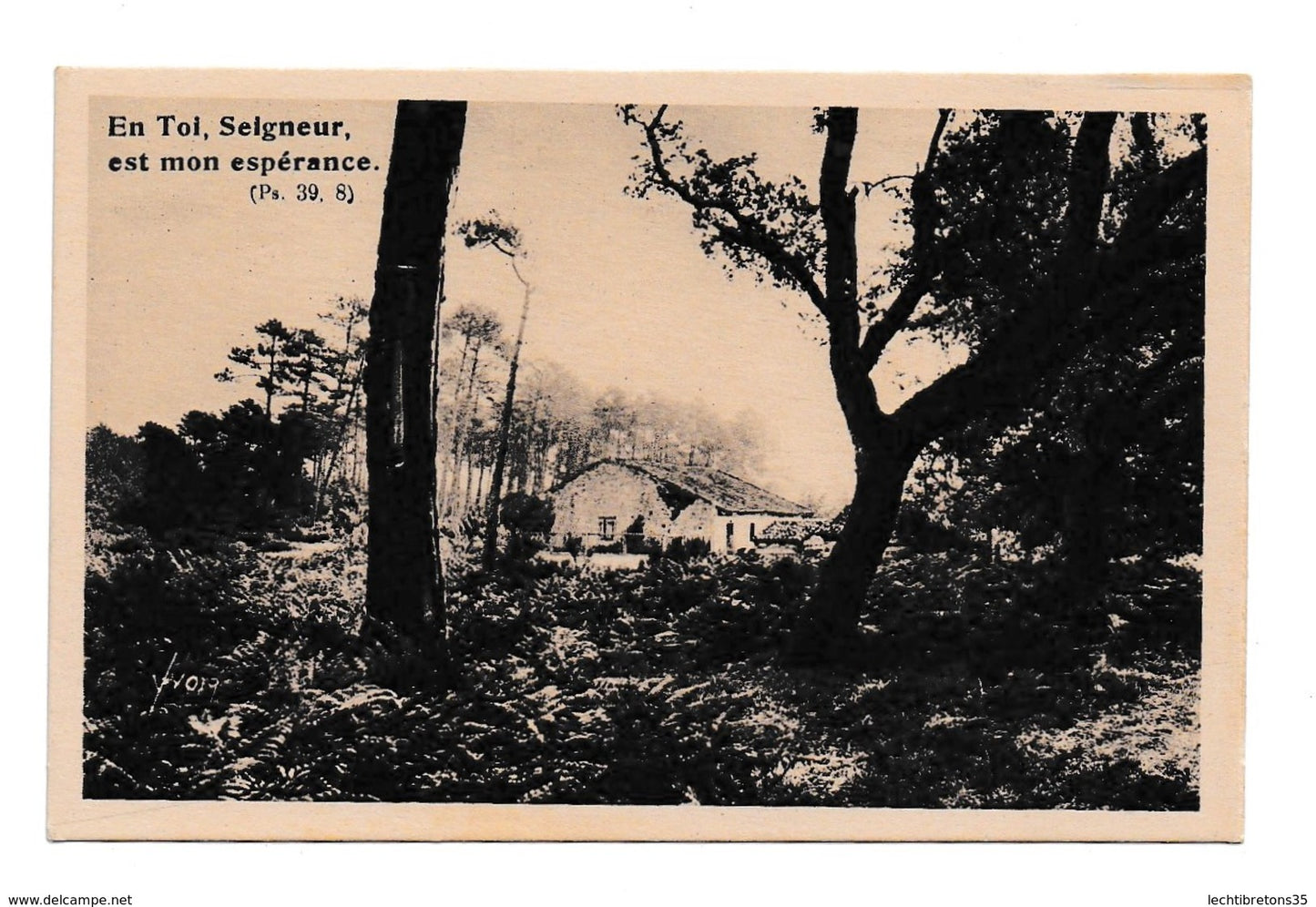 Carte postale - Très rare la douce France les landes de Gascogne une ferme dans les landes texte Jéhovah bible art Yvon