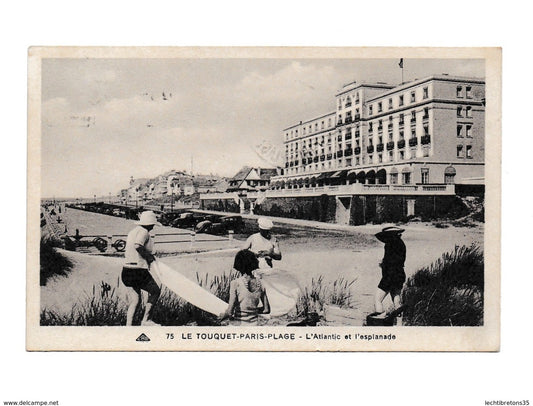 Carte postale -le TOUQUET PARIS PLAGE 62 L'ATLANTIC ET L'ESPLANADE ANIMATION PIQUE NIQUE VOITURE