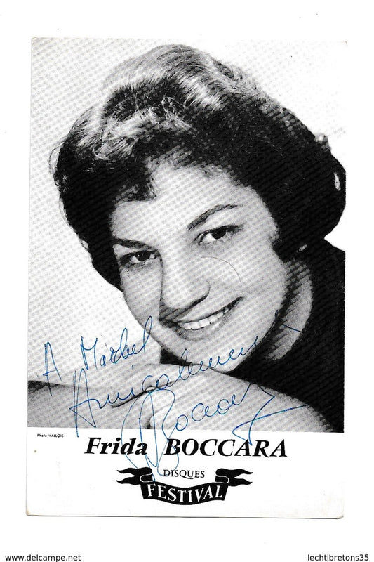 CPA PHOTO AUTOGRAPHE DÉDICACE DISQUES FESTIVAL FRIDA BOCCARA