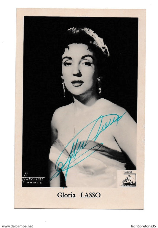 CPA PHOTO AUTOGRAPHE DÉDICACE DISQUES LA VOIX DE SON MAITRE GLORIA LASSO