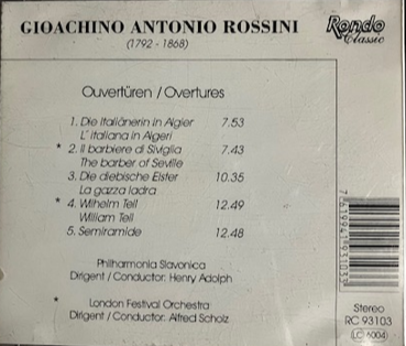 Cd Gioachino Antonio Rossini 1792 - 1868 Ouvertures 