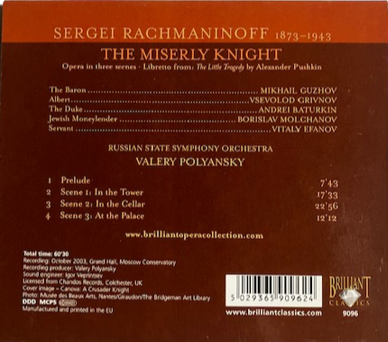 Cd Rachmaninoff, Russian State Symphony Orchestra, Valery Polyansky – The Miserly Knight