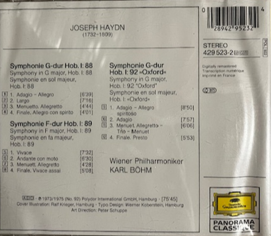 CD Joseph Haydn • Wiener Philharmoniker, Karl Böhm – Symphonien Nr. 88 • 89 • 92 »Oxford«