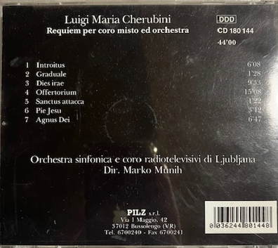 Cd Luigi Maria Cherubini – Requiem Per Coro Misto Ed Orchestra 036244801448